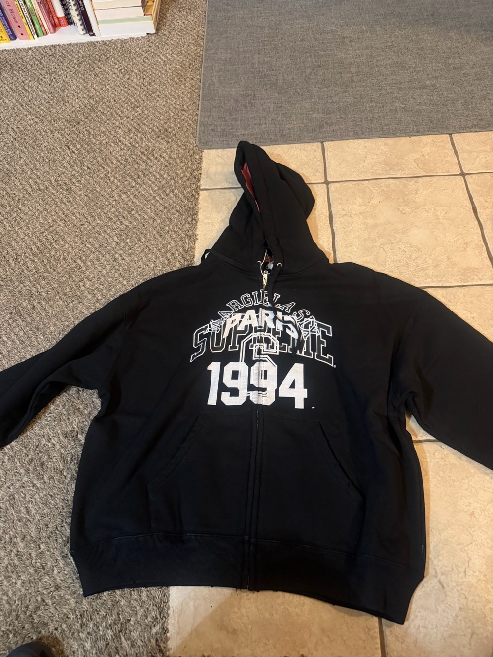 Supreme Black and White 1994 Logo Zip Hoodie new with tags medium